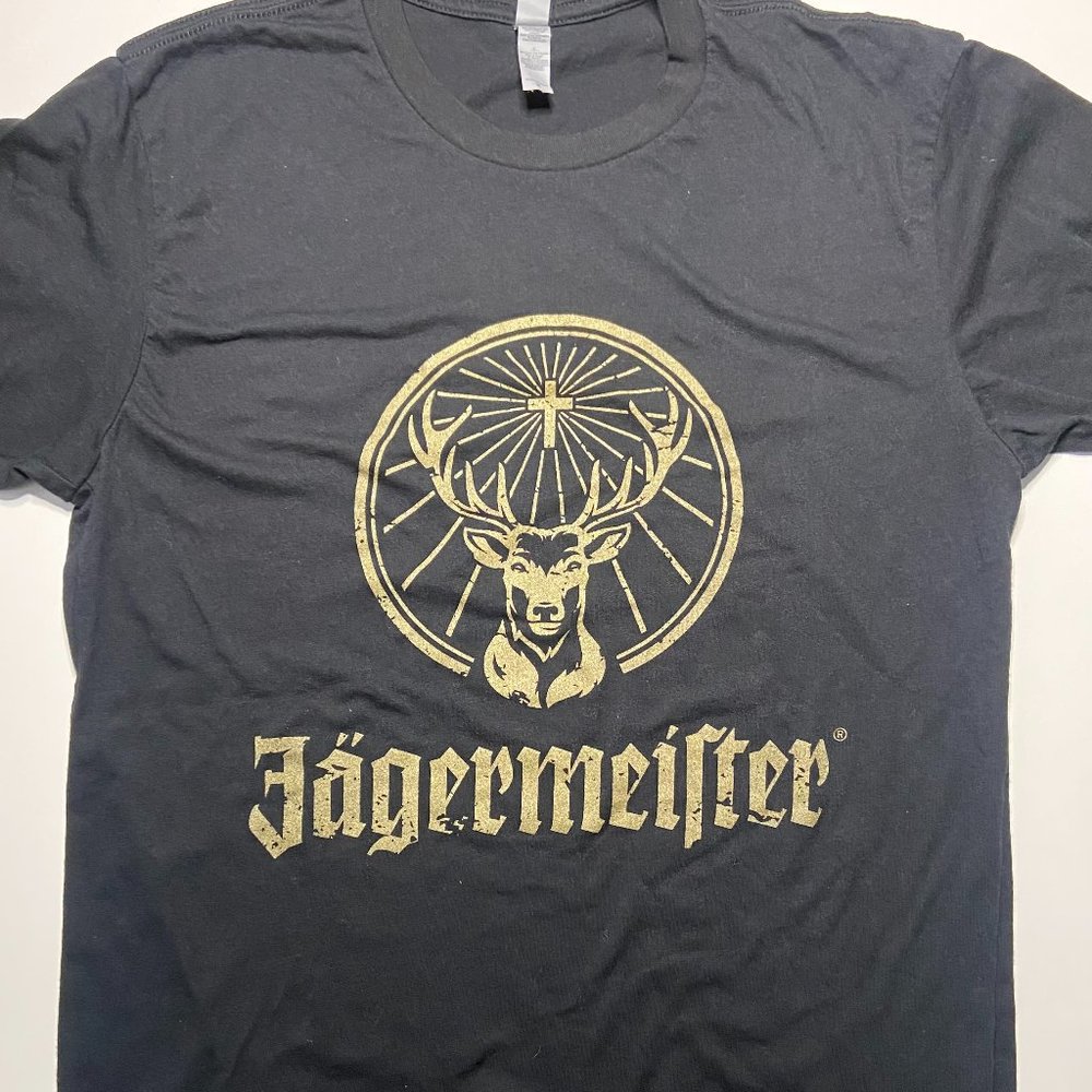 Jagermeister Liquor Booze Gold Black Sparkly T-Shirt  Medium